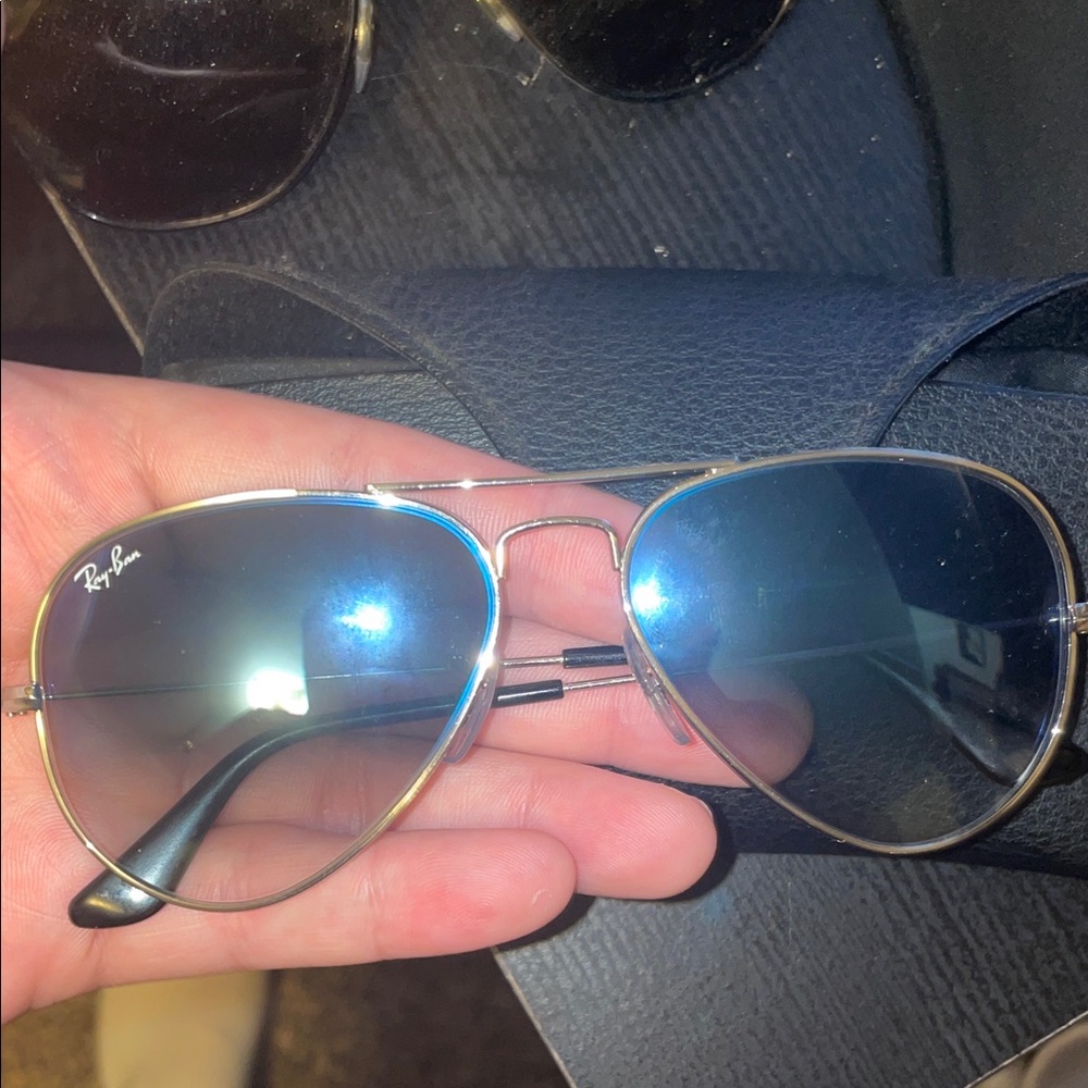 Ray-Ban Silver Frame Blue Lens Sunglasses